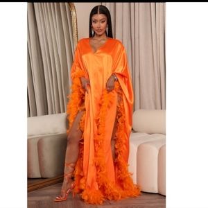Fashion Nova Bring the Drama Feather Dress